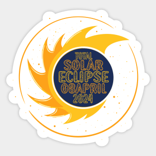 Floral Solar Eclipse Logo, Total Solar Eclipse Path of Totality Art Sticker